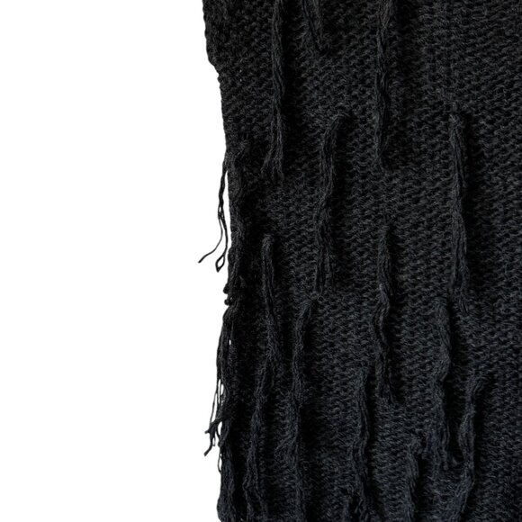 Mystree Wool Blend Fringed Gray Sweater Vest Distressed Whimsy Goth Edgy Alt Md - Picture 8 of 10